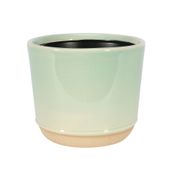 Two-Tone Green / Cream Pot - Stoneware (13x11cm)