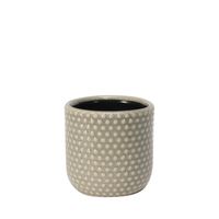 Painted Grey Pot with Debossed Dots - Stoneware (10x10cm)