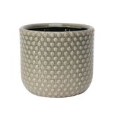 Painted Grey Pot with Debossed Dots - Stoneware (17x15cm)
