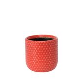 Painted Red Pot with Debossed Dots - Stoneware (10x10cm)