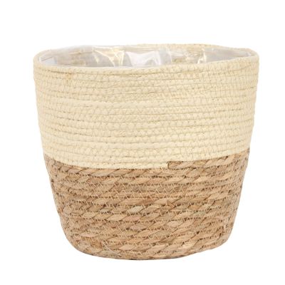 23cm Round Two Tone Seagrass and Cream Paper Basket