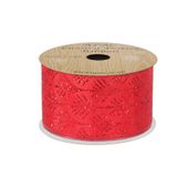 Red with Red glitter Palm Ribbon 63mm x 10yds 
