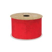 Red Glitter snowflake Ribbon 63mm x 10yds