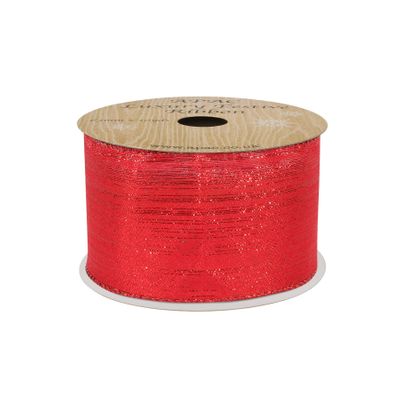 Red with Shimmer thread Ribbon 63mm x 10yds