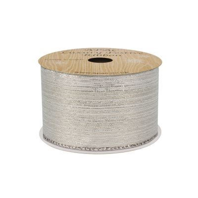 Silver with shimmer thread Ribbon 63m x 10 yds