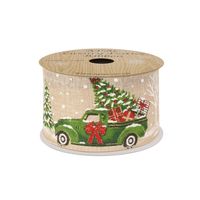 Natural Red & green pick up truck with trees Ribbon 63mm x 10yds