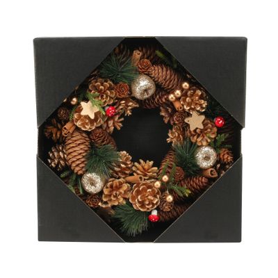 30cm Woodland / Wooden Gold Stars / Fruit wreath