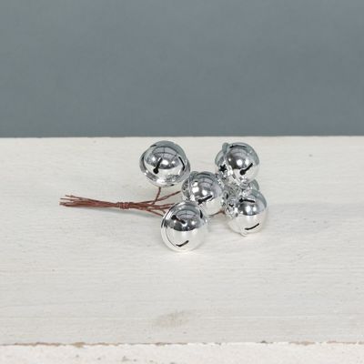 3cm Bells on wire x 6 Silver