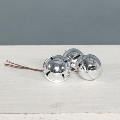 5cm Bells on wire x 3 Silver