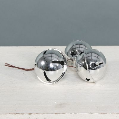 6.5CM Bells on a wire x 3 Silver 