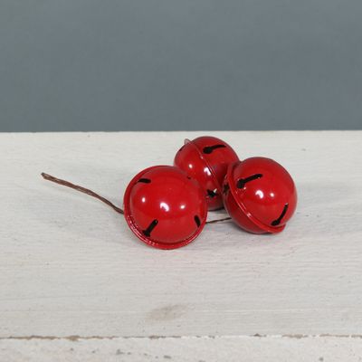 5cm Bells on wire x 3 Red