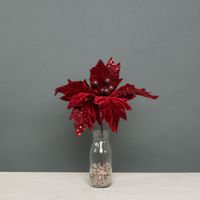 Poinsettia Pick Velvet Burgundy Medium