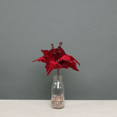 Poinsettia Pick Velvet Burgundy Small 