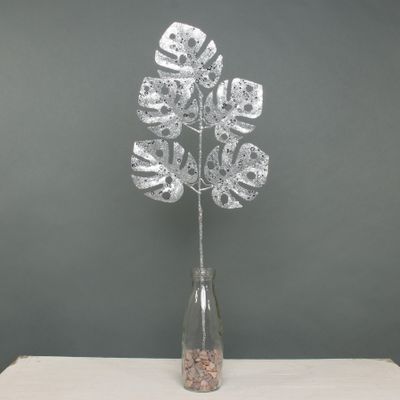 Glitter monstera leaf spray Silver 