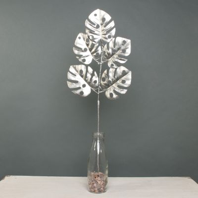 Metallic monstera leaf spray champagne