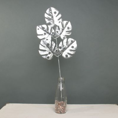 Metallic monstera leaf spray Silver
