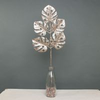Glitter monstera leaf spray champagne
