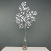 Glitter Holly leaf stem Silver