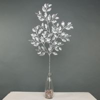 Glitter Holly leaf stem Silver