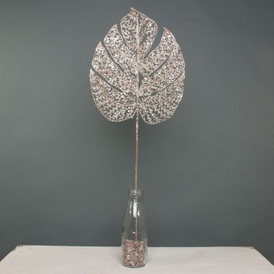 Glitter filigree Monstera Leaf Champagne 