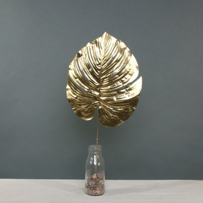 Metallic Monstera leaf Med Gold
