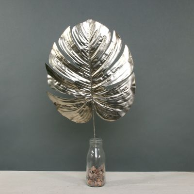 Metallic Monstera leaf Lrg Champagne