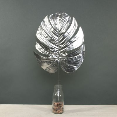 Metallic Monstera leaf Lrg Silver 