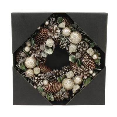 30cm Silver Bauble / Stones wreath