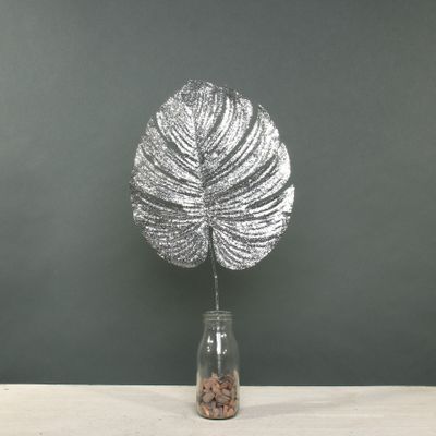 Glitter Monstera leaf med Silver 