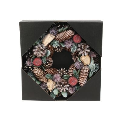 30cm Green/Lilac Cone/Apple wreath