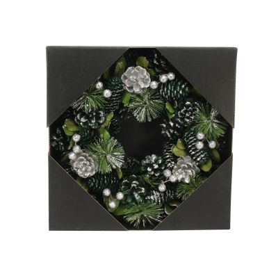 30cm Green and Silver Glitter wreath