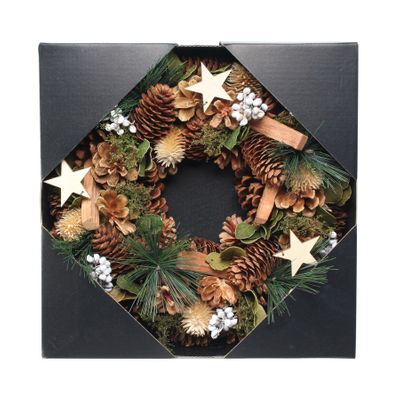 30cm Woodland / Wooden White Stars / Fruit wreath