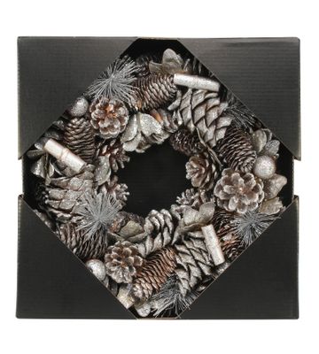 30cm Silver Glitter / Cinnamon wreath