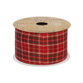Red , Green & Gold checked plaid Ribbon 63mm x 10yds