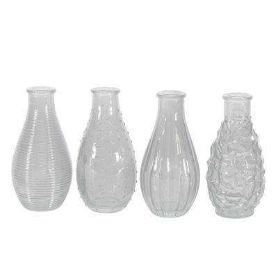 14cm Set of 4  Vintage Bud Vases Clear