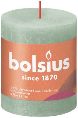 Bolsius Rustic Shine Pillar Candle 80 x 68 - Sage Green