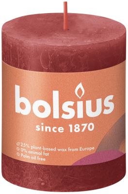 Bolsius Rustic Shine Pillar Candle 80 x 68 - Delicate Red