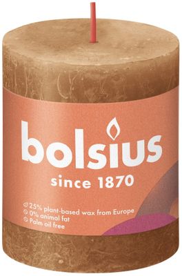 Bolsius Rustic Shine Pillar Candle 80 x 68 - Spice Brown