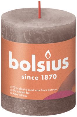 Bolsius Rustic Shine Pillar Candle 80 x 68 - Rustic Taupe