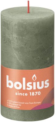 Bolsius Rustic Shine Pillar Candle 130 x 68 - Fresh Olive