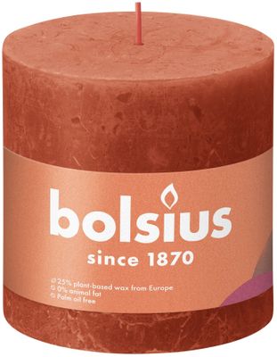 Bolsius Rustic Shine Pillar Candle 100 x 100 - Earthy Orange