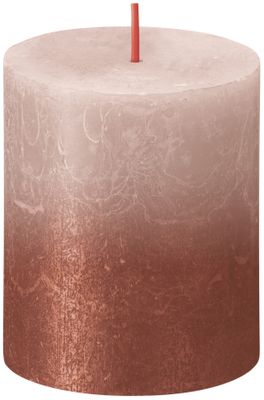 Bolsius Rustic Metallic Candle 80 x 68 - Faded Misty Pink Amber