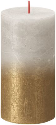 Bolsius Rustic Metallic Candle 130 x 68 - Faded  Sandy Grey Gold
