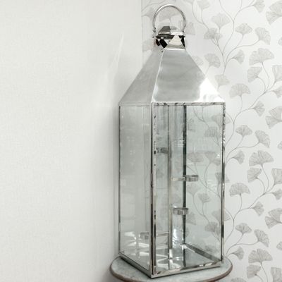 Silver Titan Lantern w/Internal CandleHolders (H120cm x 40cm)