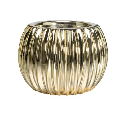 14.6cm Gold Elecroplated Ribbed Orchid Pot 