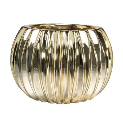 18.3cm Gold Elecroplated Ribbed Orchid Pot 