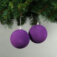 Purple 10cm Velvet Baubles