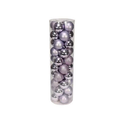 Lilac 8cm Plastic Ball in tube (matt,shiny,glitter) x 40