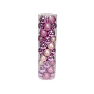 Pink 8cm Plastic Ball in tube (matt,shiny,glitter) x 40