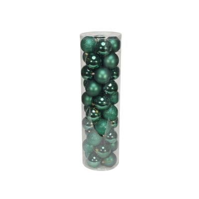 Green 8cm Plastic Ball in tube (matt,shiny,glitter) x 40